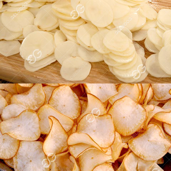 cut potato into potato chips