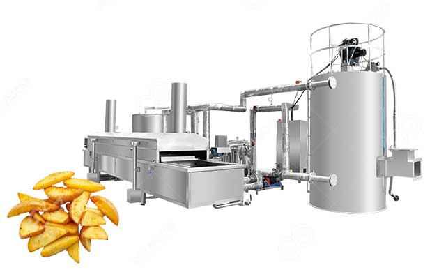 potato wedges frying machine